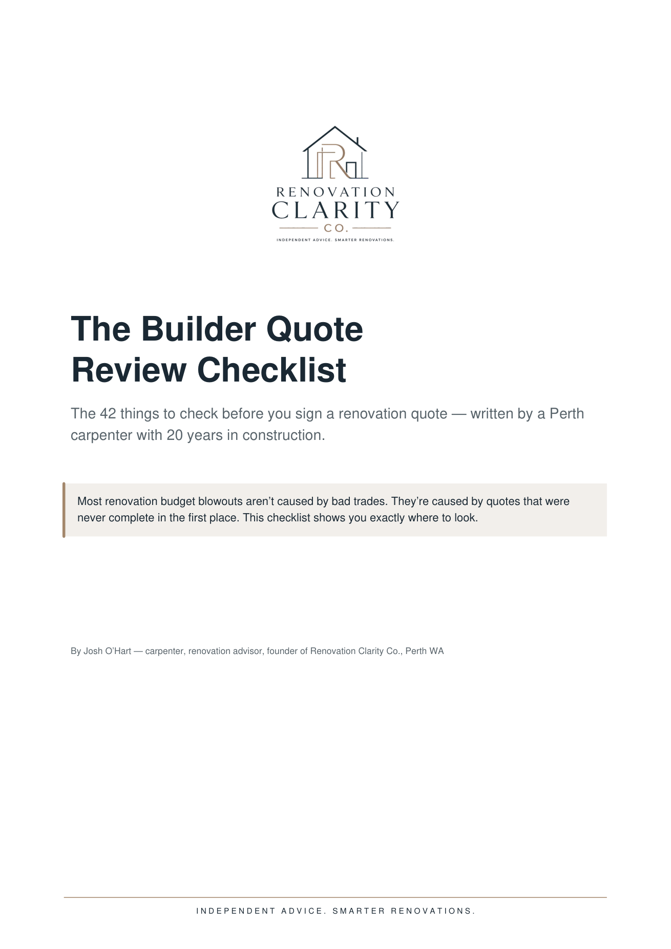 The Builder Quote Review Checklist cover